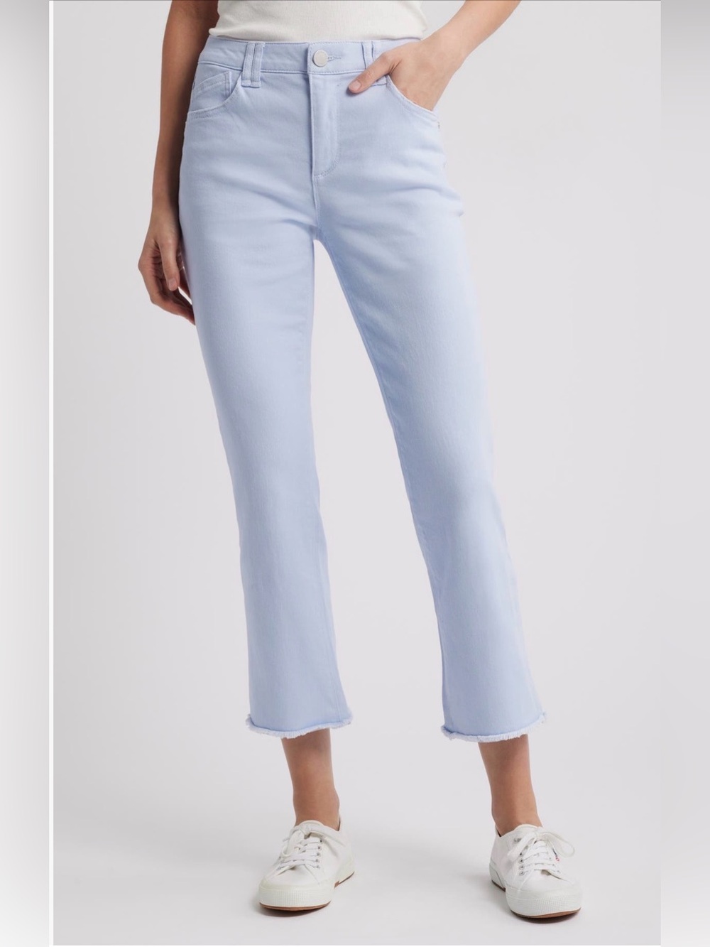 Wit & Wisdom Tatum Frayed High Waist Ankle Flare Jeans Periwinkle size 12 NWT